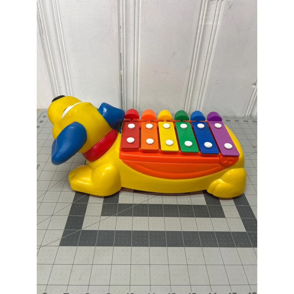 Vintage Fisher-Price Xylophone Pull Along Dog Yellow Musical Toy